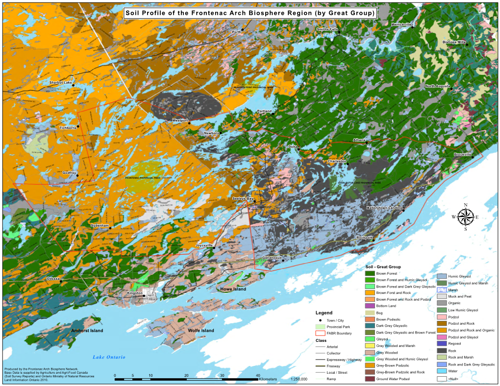 Soil Profile of the Frontenac Arch Biosphere Region (By Great Group)