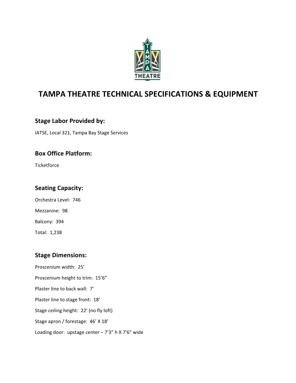 Theatre Tech Specs