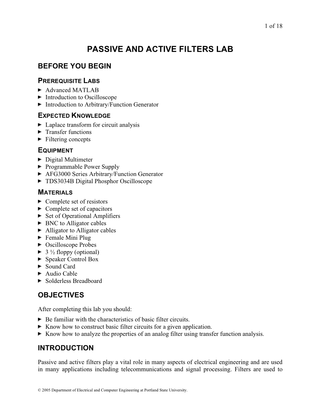 Passive and Active Filters Lab