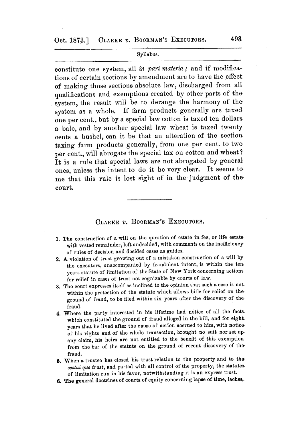 Clarke V. Boorman's Executors, 85 US (18 Wall.)