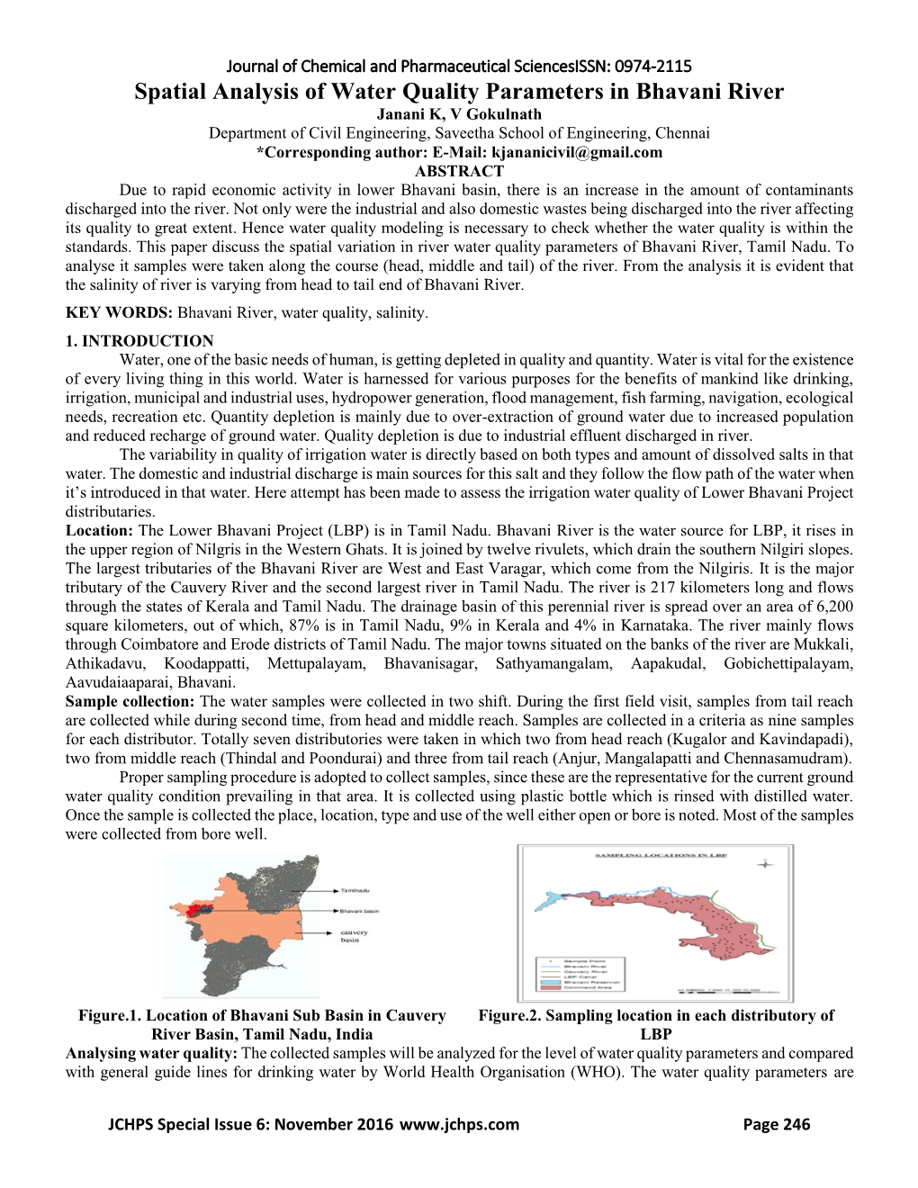 Spatial Analysis of Water Quality Parameters in Bhavani River