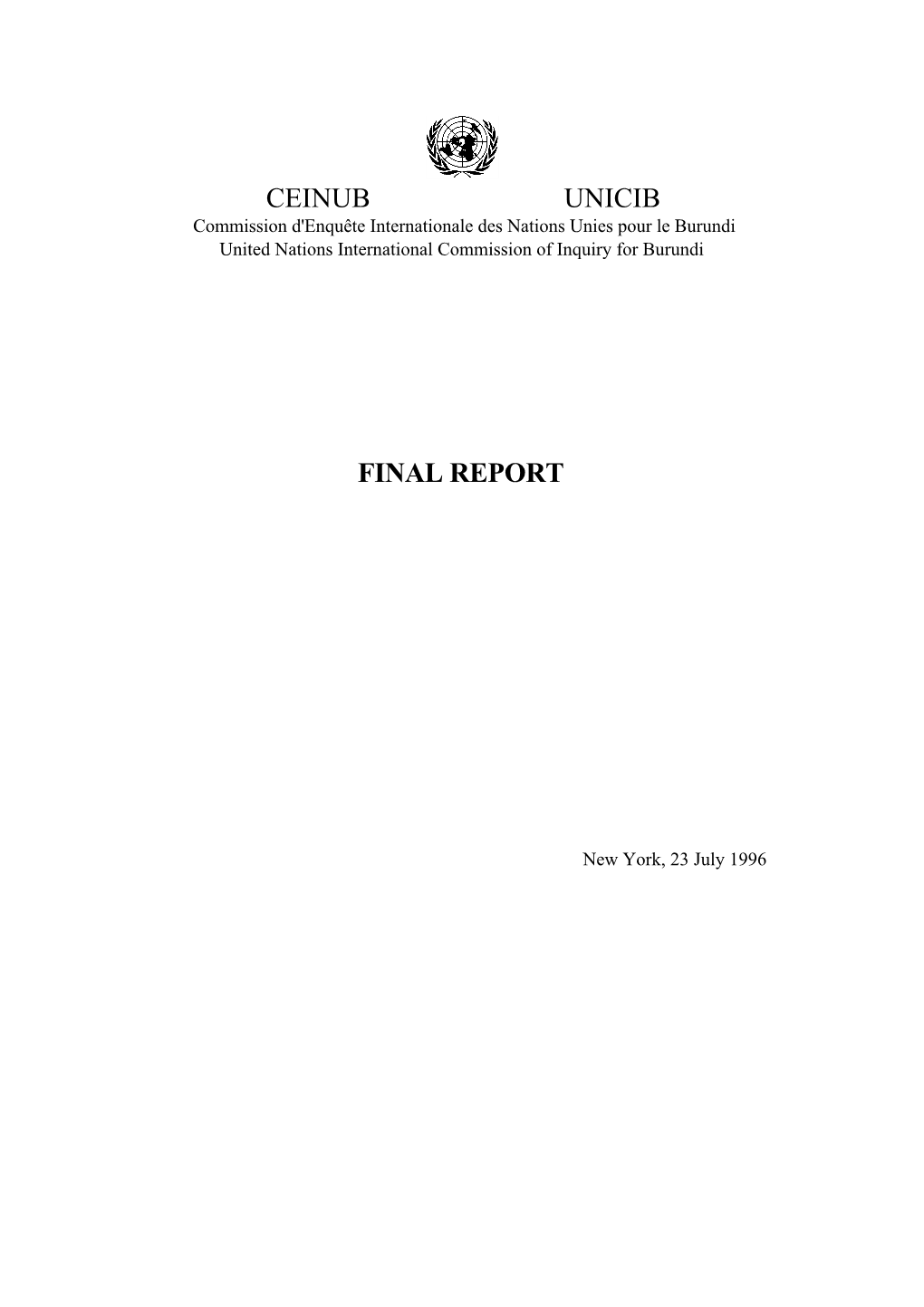 Final Report of the United Nations Commission of Inquiry for Burundi