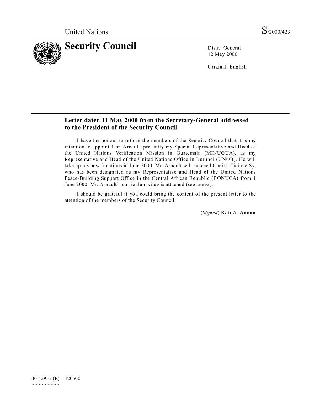 Security Council Distr.: General 12 May 2000