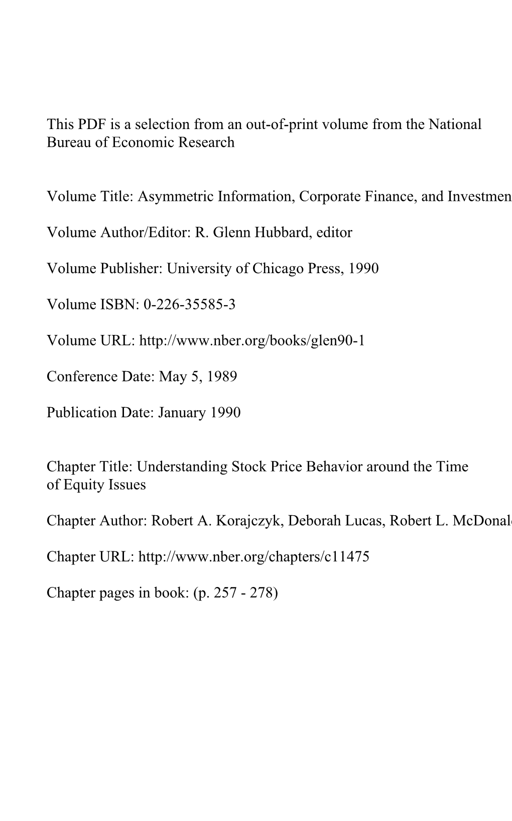 Understanding Stock Price Behavior Around the Time of Equity Issues