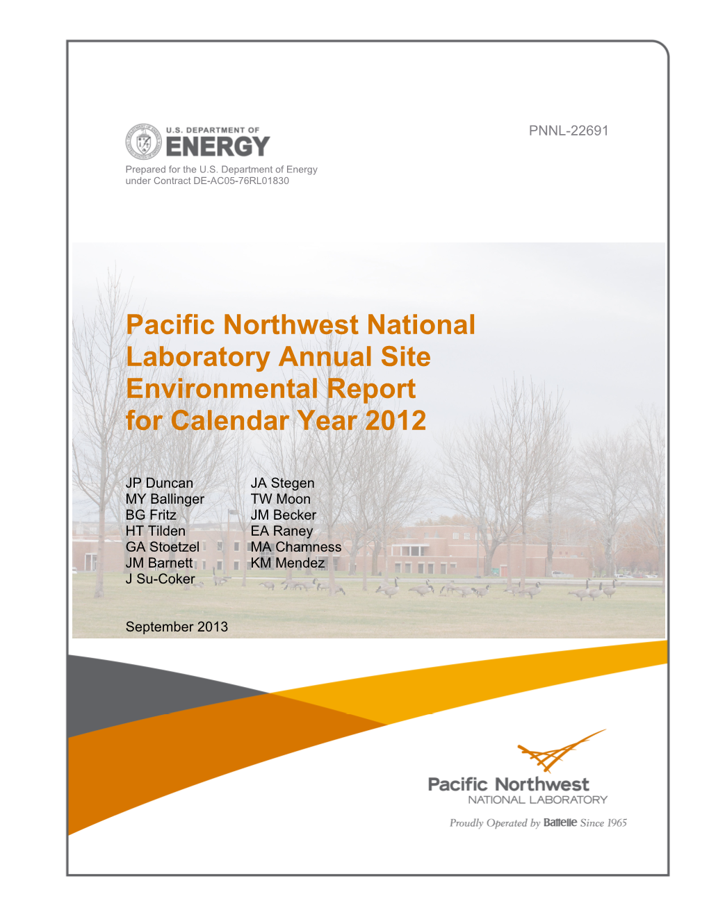 Pacific Northwest National Laboratory Annual Site Environmental Report for Calendar Year 2012