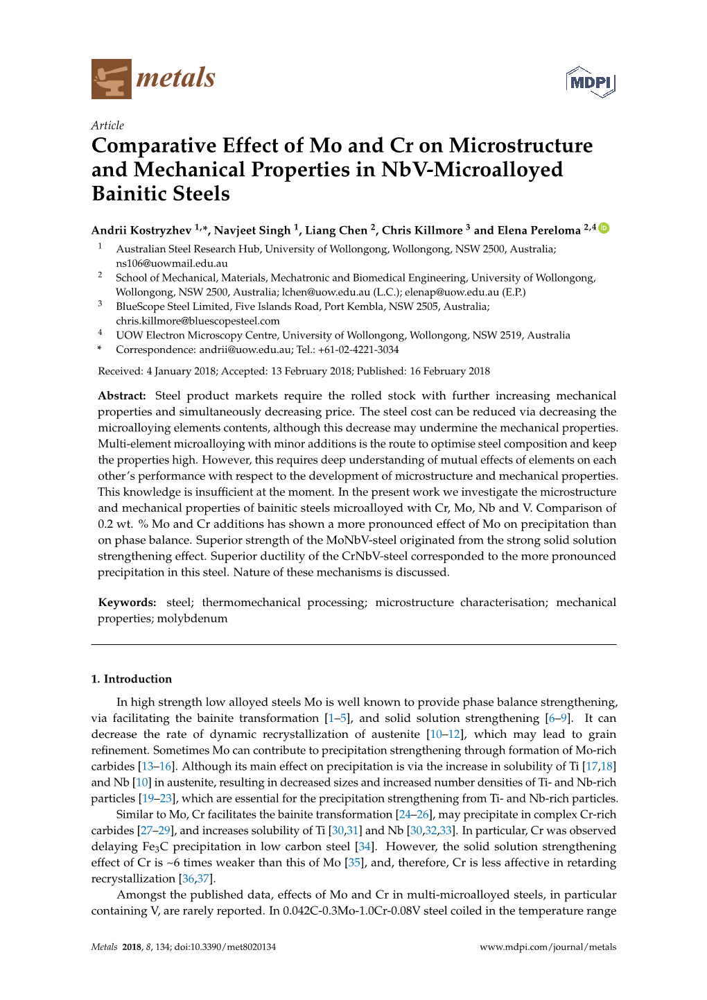 Comparative Effect of Mo and Cr on Microstructure and Mechanical Properties in Nbv-Microalloyed Bainitic Steels