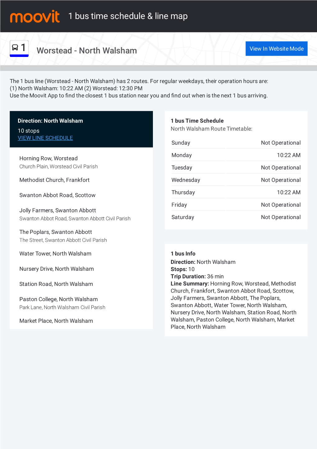 1 Bus Time Schedule & Line Route