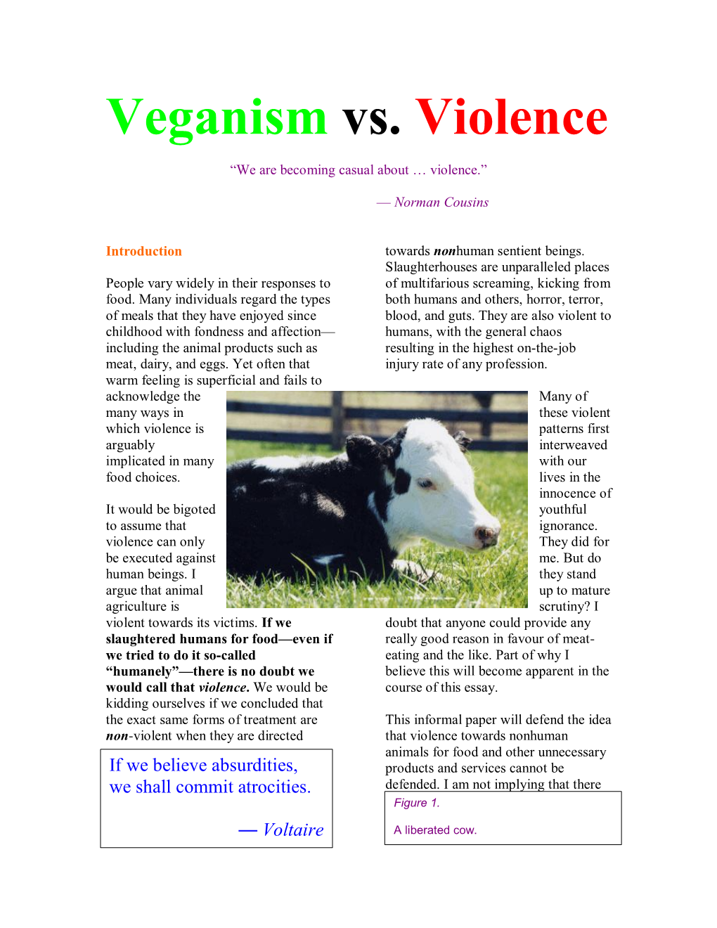 Veganism Vs. Violence