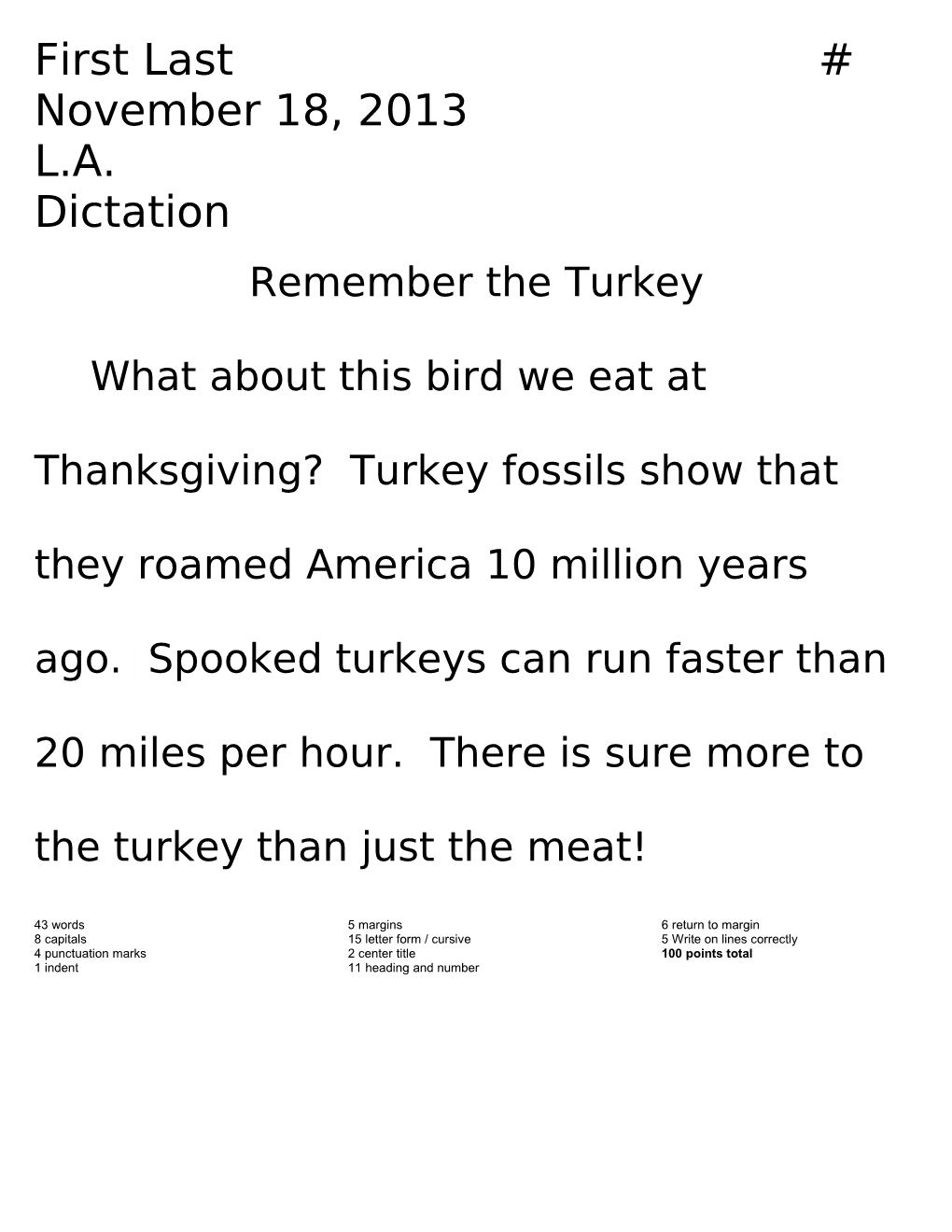 Remember the Turkey