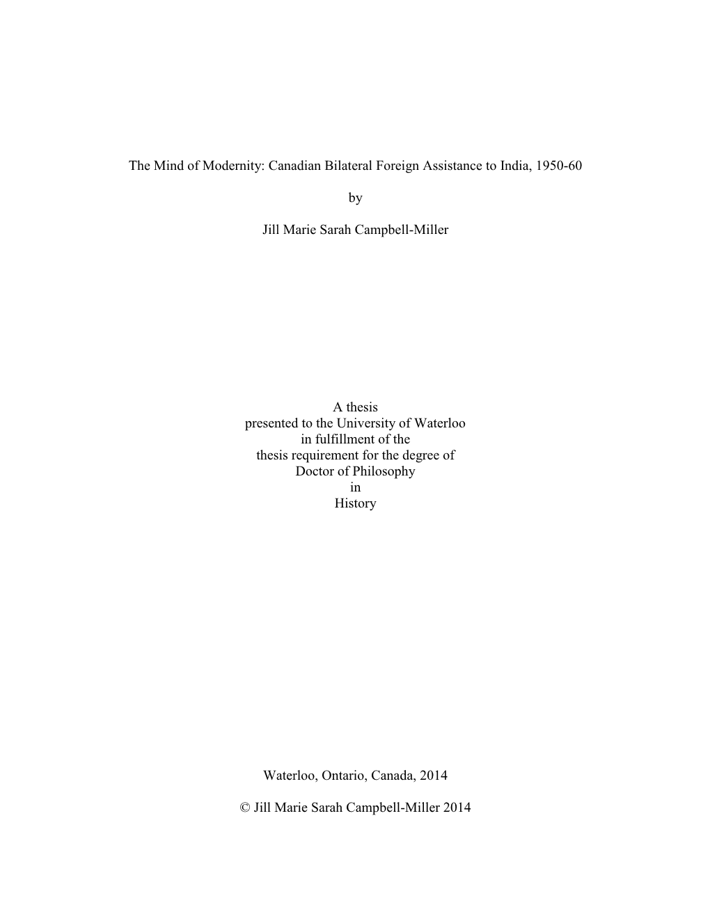 Canadian Bilateral Foreign Assistance to India, 1950-60 by Jill