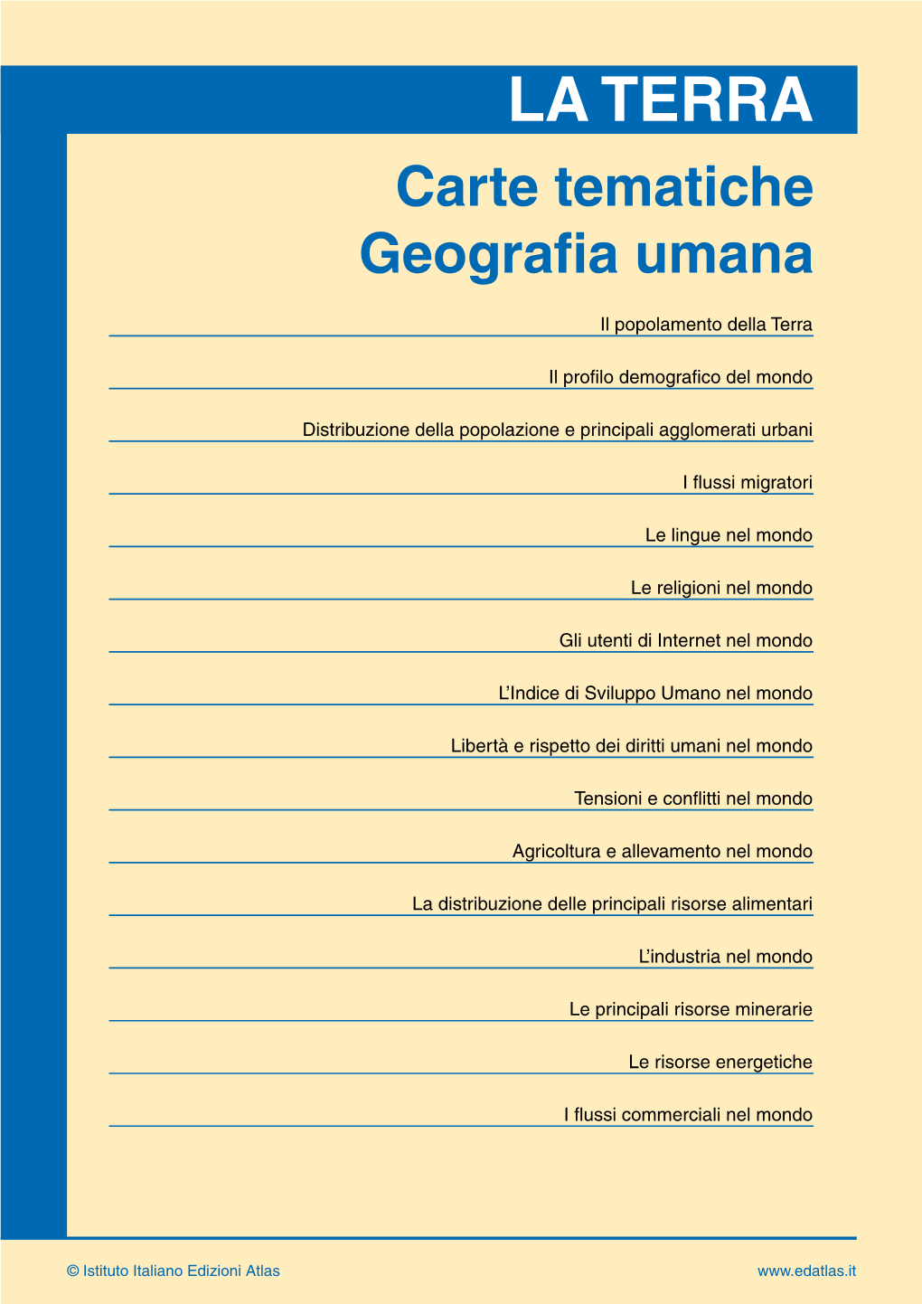 LA TERRA Carte Tematiche Geografia Umana