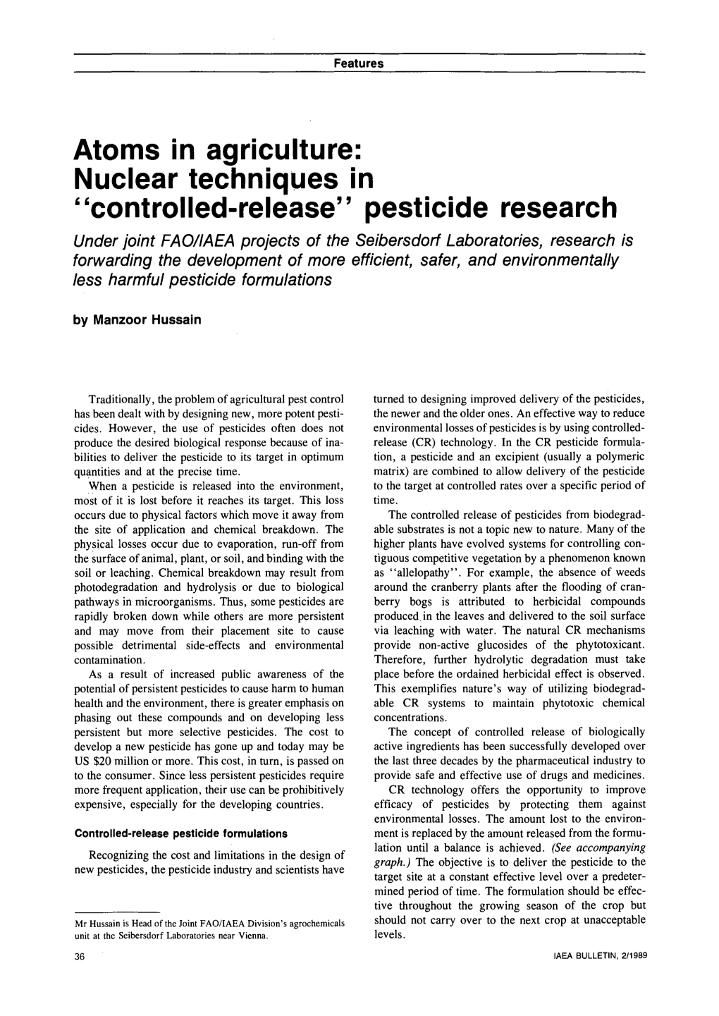 Nuclear Techniques in "Controlled-Release" Pesticide