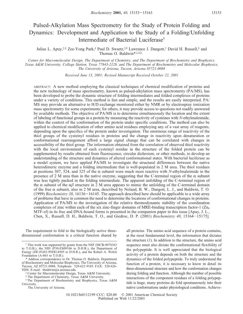 Pulsed-Alkylation Mass Spectrometry for the Study of Protein Folding And