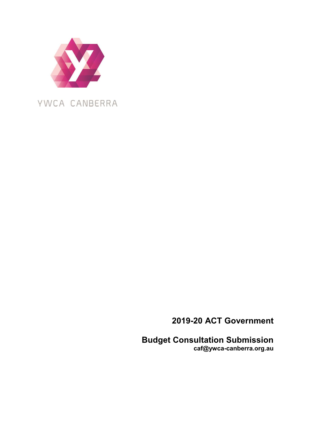 Submission to the ACT Budget 2019-2020