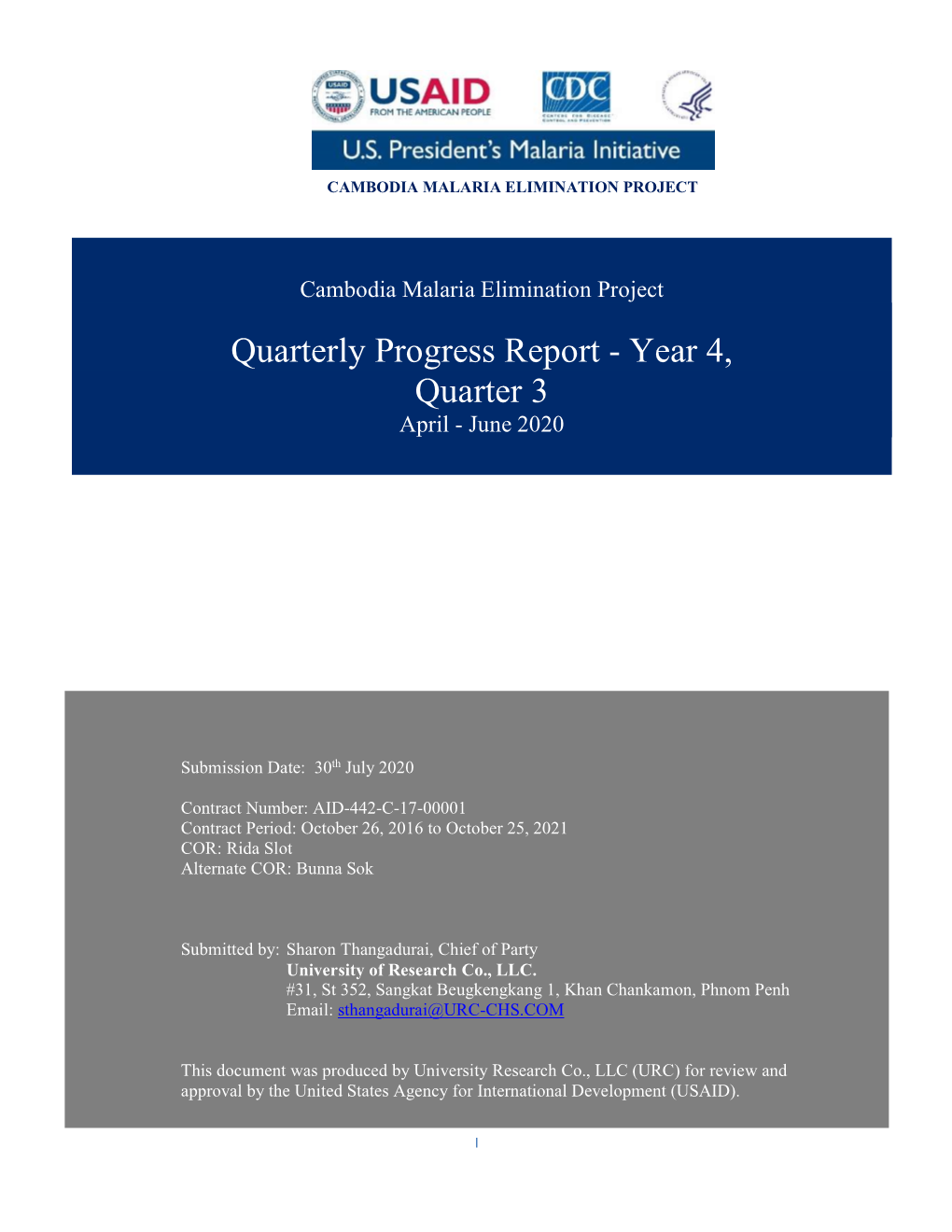 Quarterly Progress Report - Year 4, Quarter 3 April - June 2020