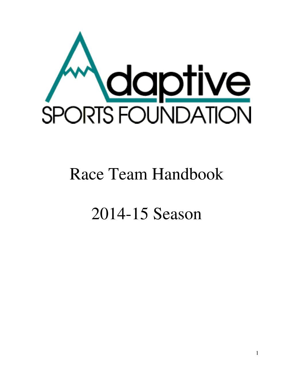 Race Team Handbook 2014-15 Season