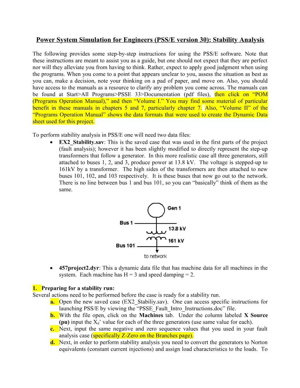 PSSE Intro Stabilty Instructions