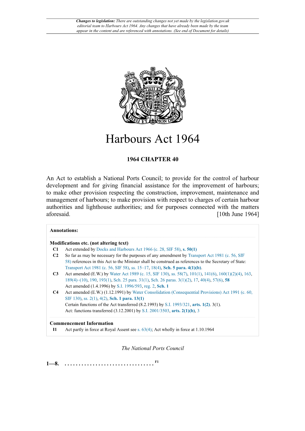 Harbours Act 1964