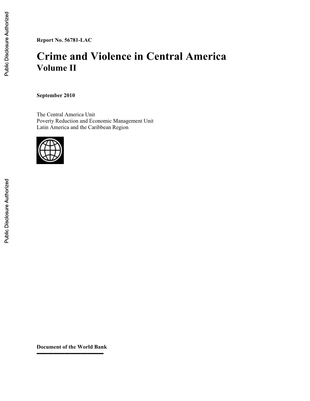 Crime and Violence in Central America Volume II