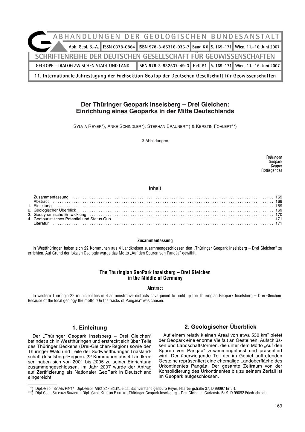 SCHRIFTENREIHE DER DEUTSCHEN GESELLSCHAFT FÜR GEOWISSENSCHAFTEN GEOTOPE – DIALOG ZWISCHEN STADT UND LAND ISBN 978-3-932537-49-3 Heft 51 S