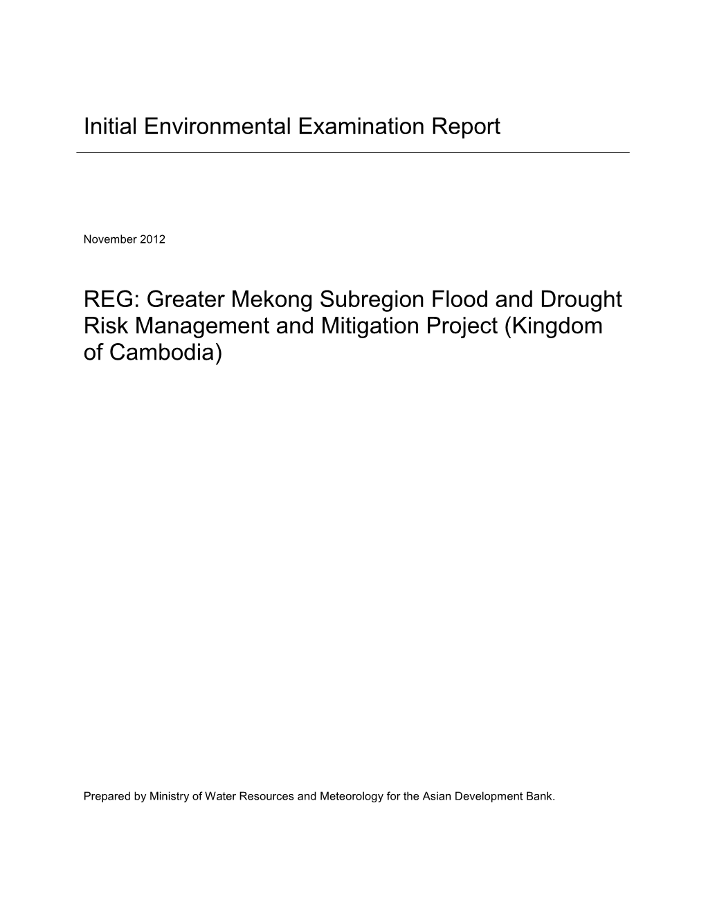 Initial Environmental Examination Report