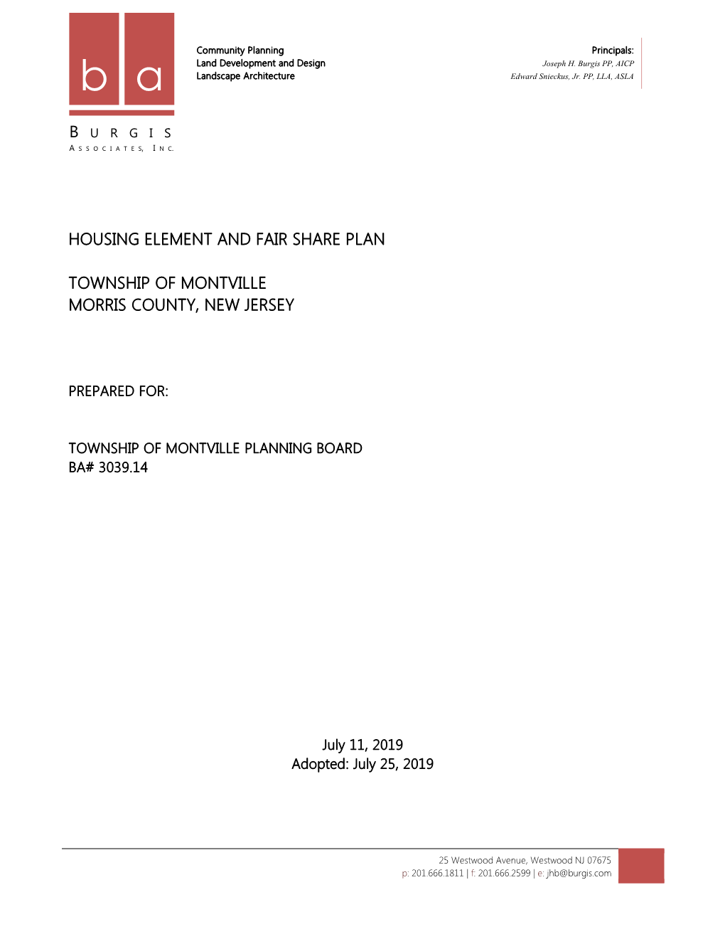 Final Montville Housing Element & Fair Share Plan