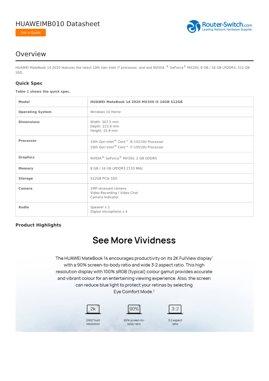 HUAWEIMB010 Datasheet Overview