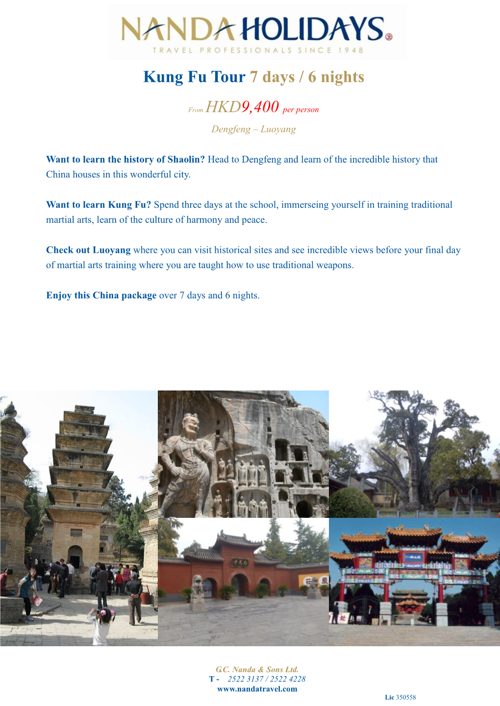 Kung Fu Tour 7 Days / 6 Nights