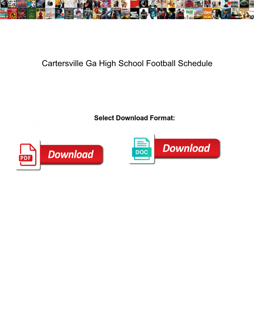 Cartersville Ga High School Football Schedule