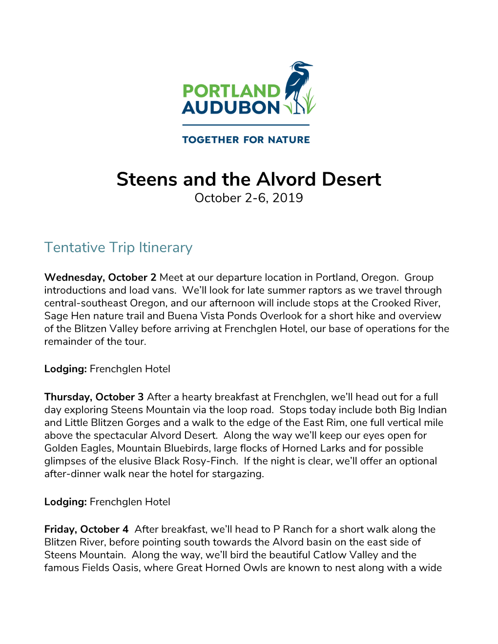 Steens and the Alvord Desert October 2-6, 2019