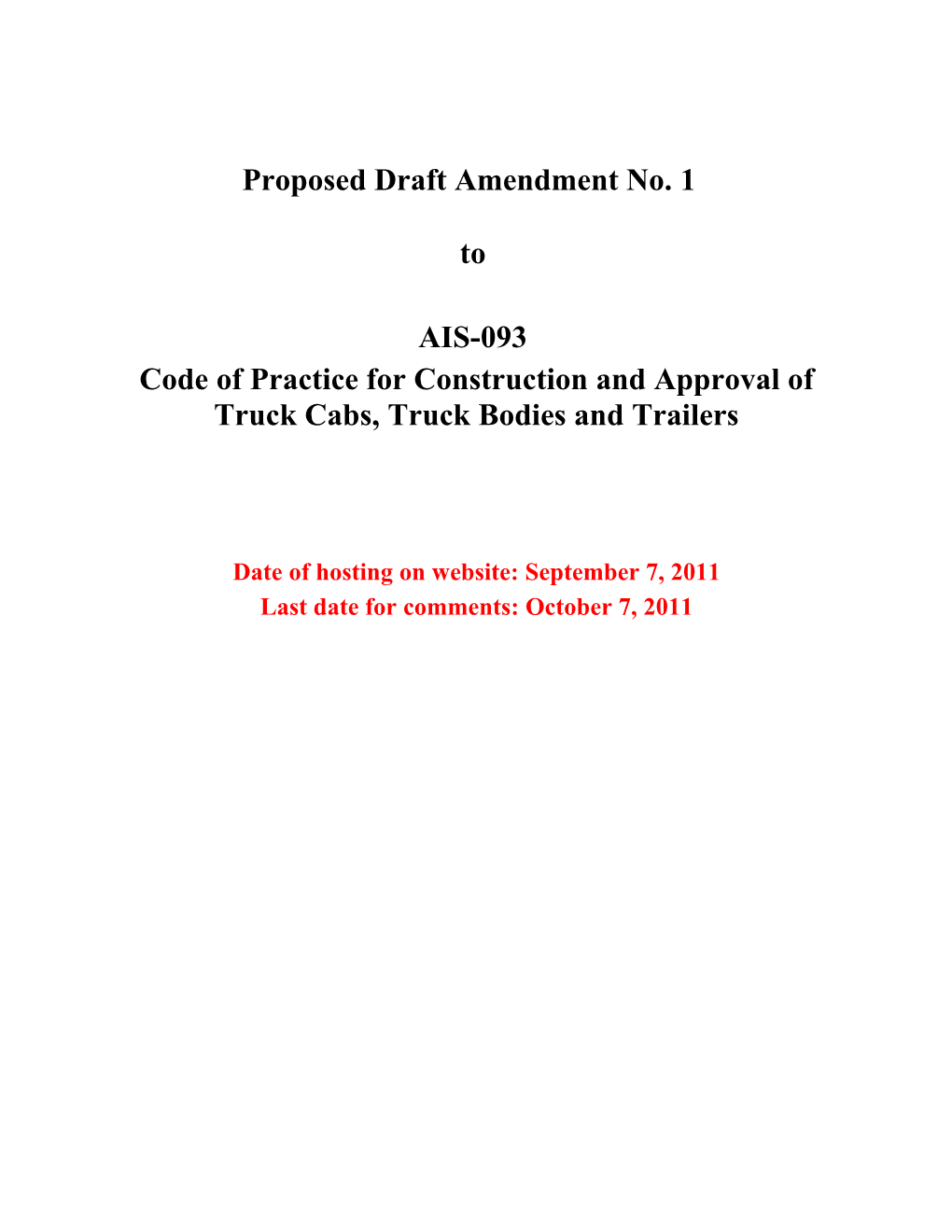 Proposed Draft Amendment No. 1