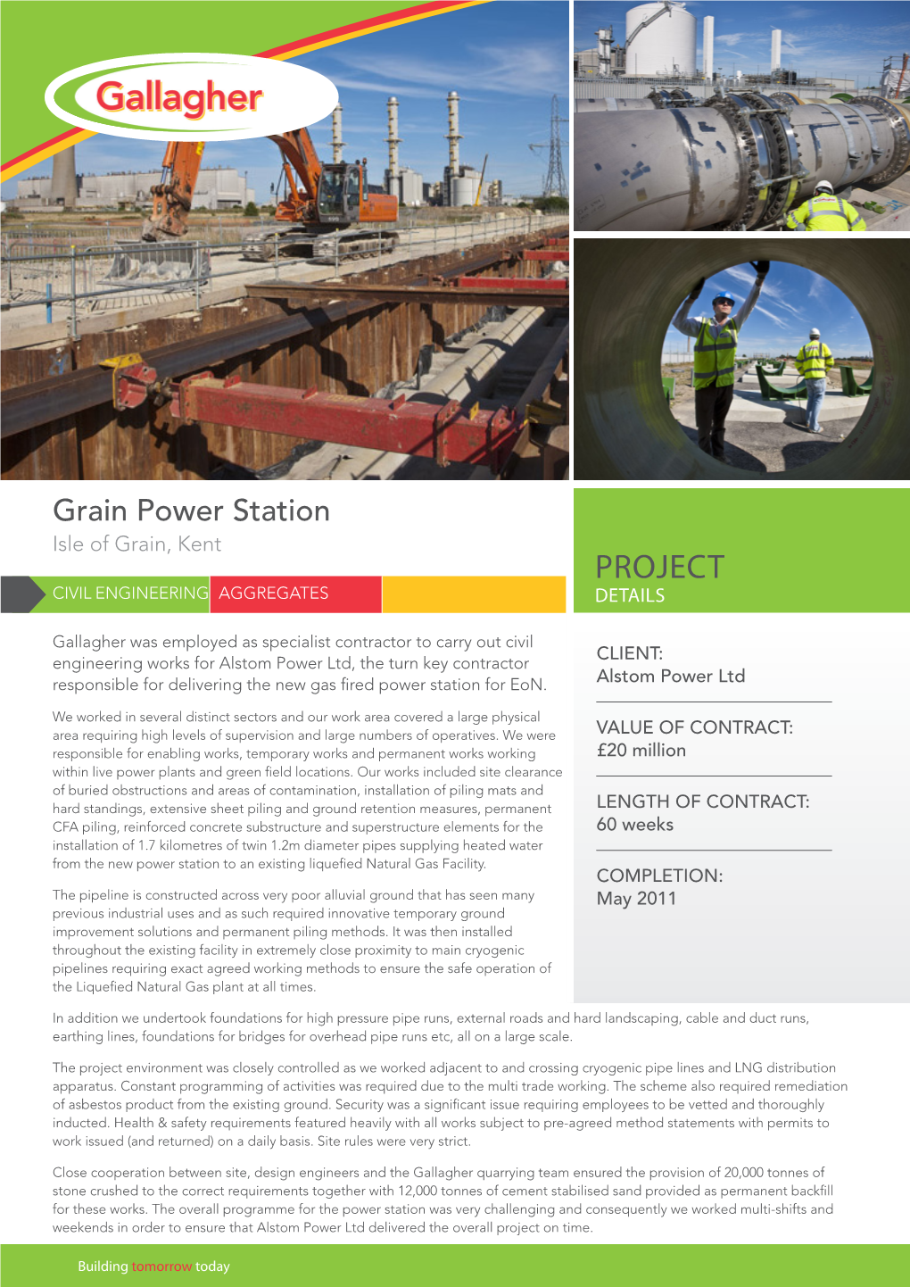 Grain Power Station Isle of Grain, Kent PROJECT CIVIL ENGINEERING AGGREGATES DETAILS