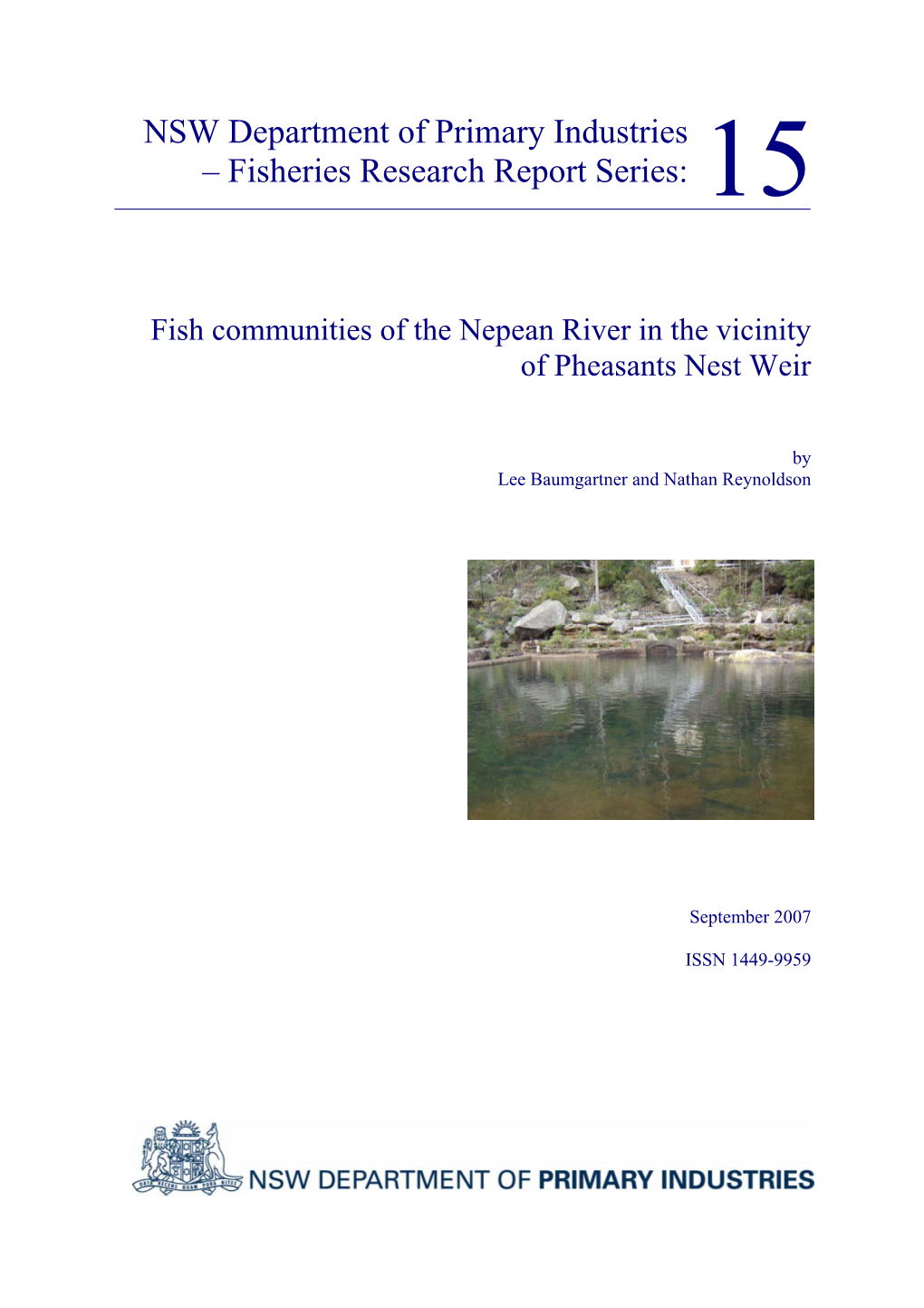 Fish Communities of the Nepean River in the Vicinity of Pheasants Nest Weir