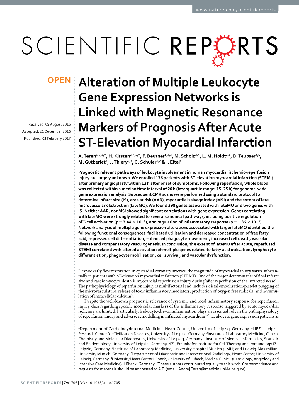 Alteration of Multiple Leukocyte Gene Expression