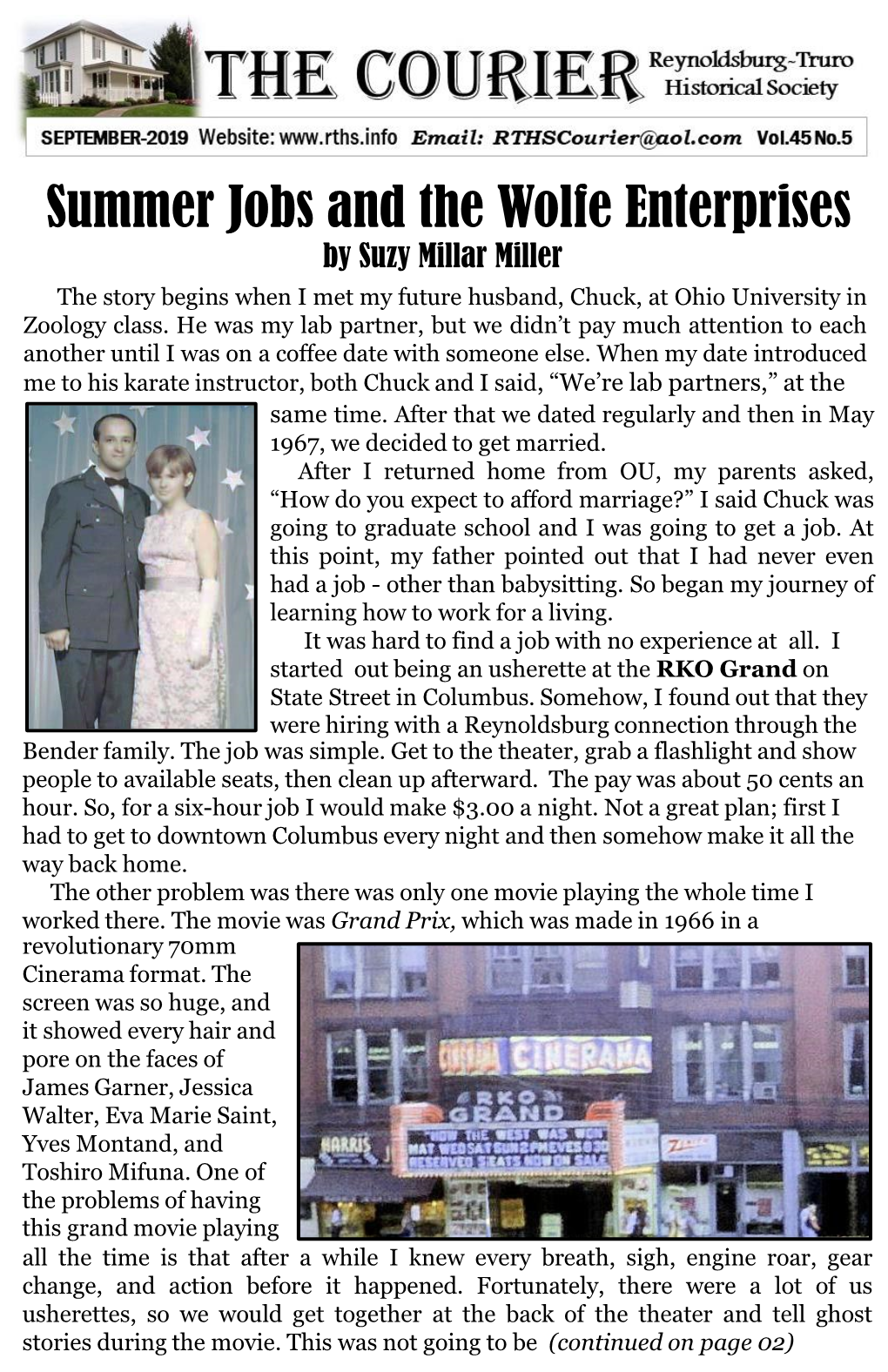 Summer Jobs and the Wolfe Enterprises by Suzy Millar Miller the Story Begins When I Met My Future Husband, Chuck, at Ohio University in Zoology Class