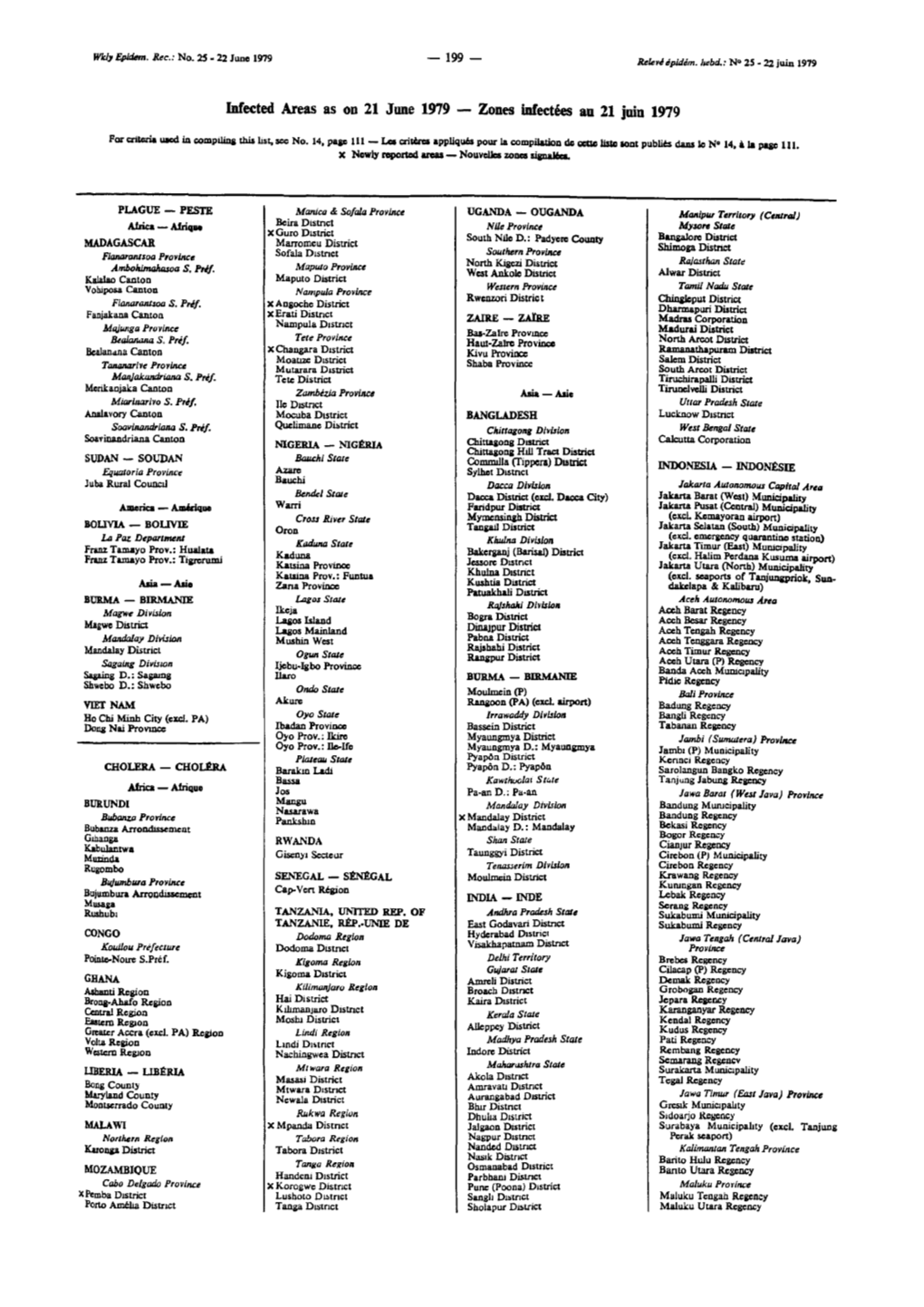 Lnfected Areas As on 21 June 1979 - Zones Infectées Au 21 Juin 1979