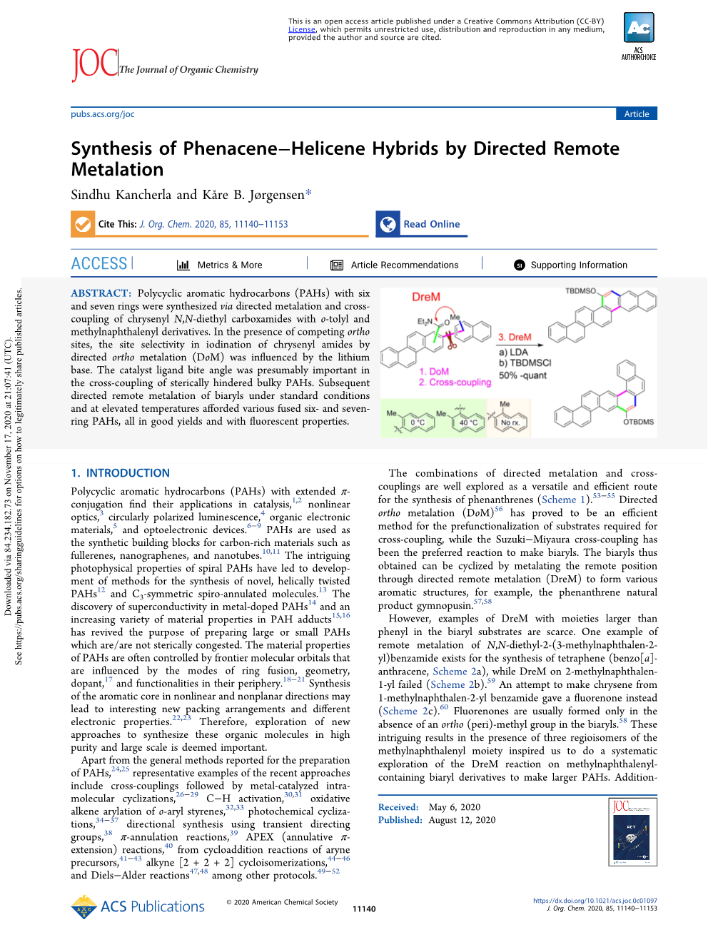 Synthesis of Phenacene−Helicene Hybrids by Directed Remote Metalation Sindhu Kancherla and Kåre B