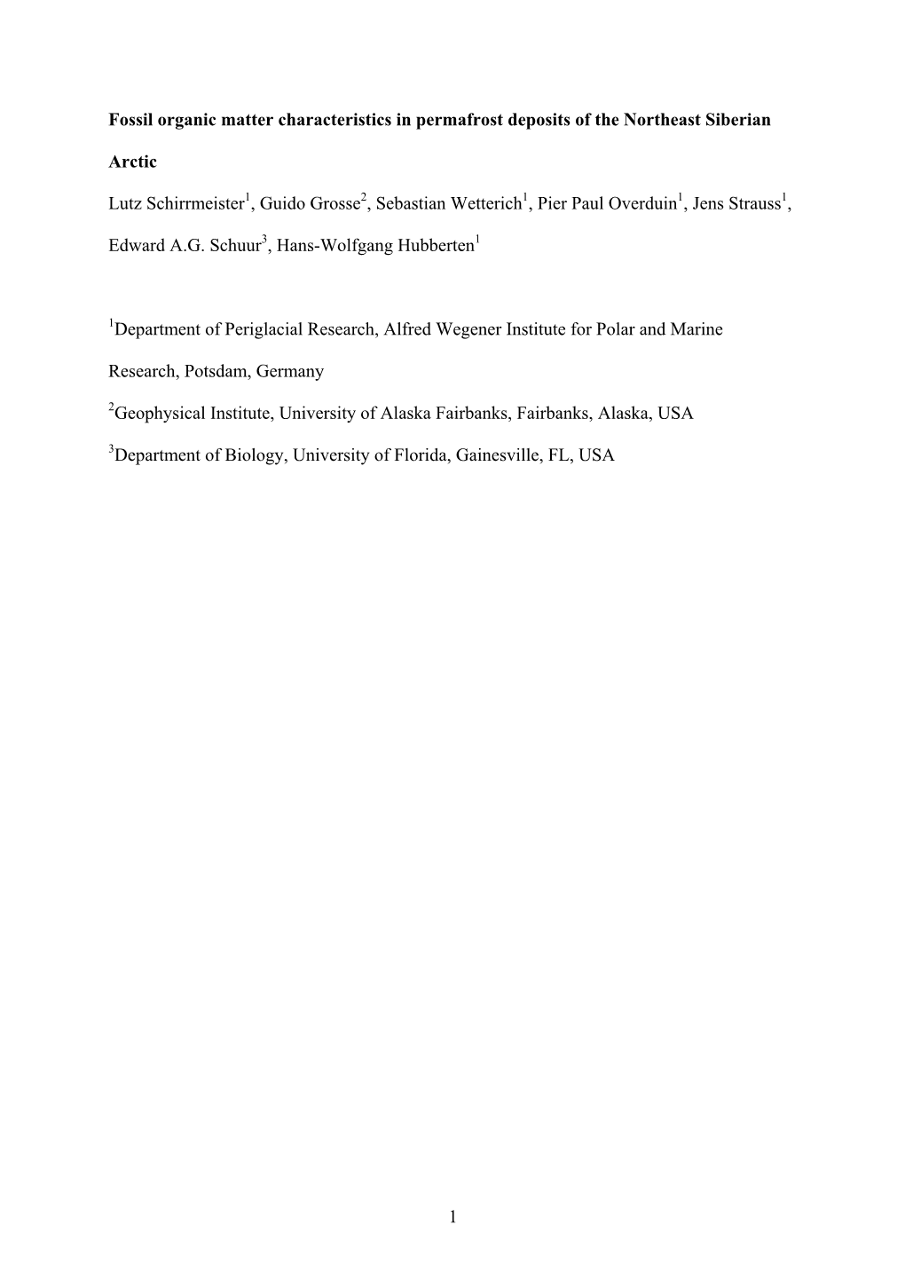 Fossil Organic Carbon in Permafrost