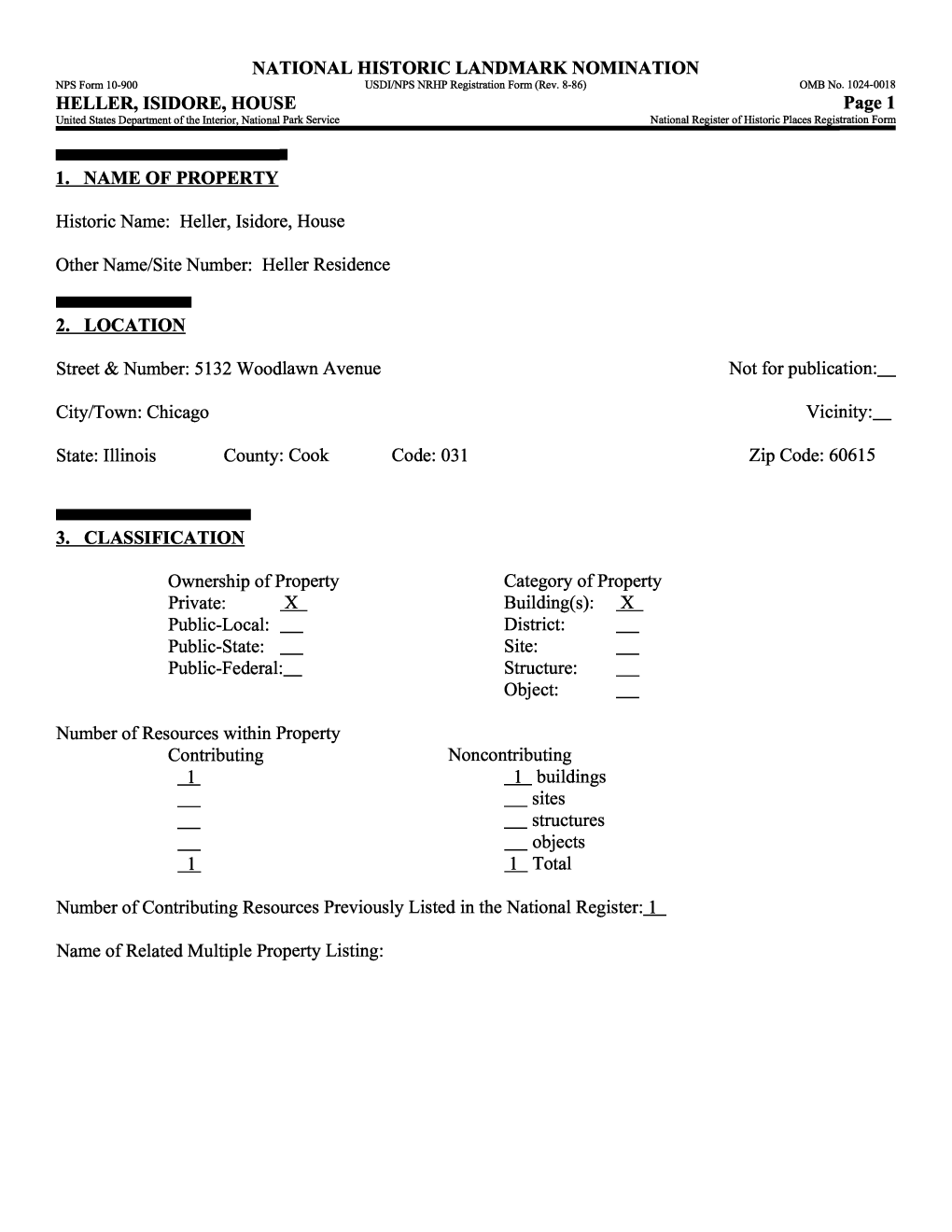 NATIONAL HISTORIC LANDMARK NOMINATION NPS Form 10-900 USDI/NPS NRHP Registration Form (Rev