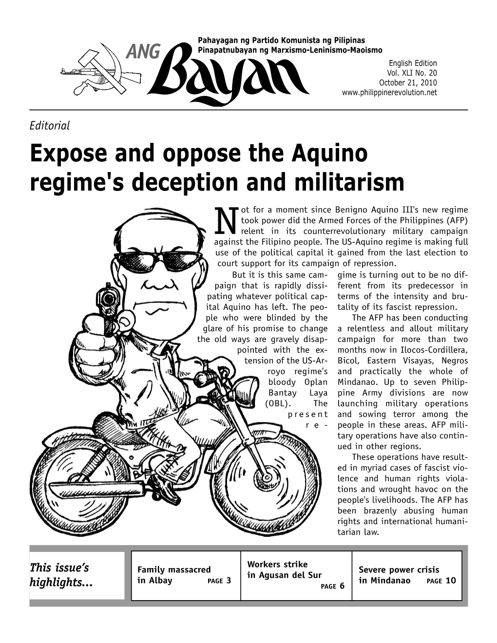 Expose and Oppose the Aquino Regime's Deception and Militarism