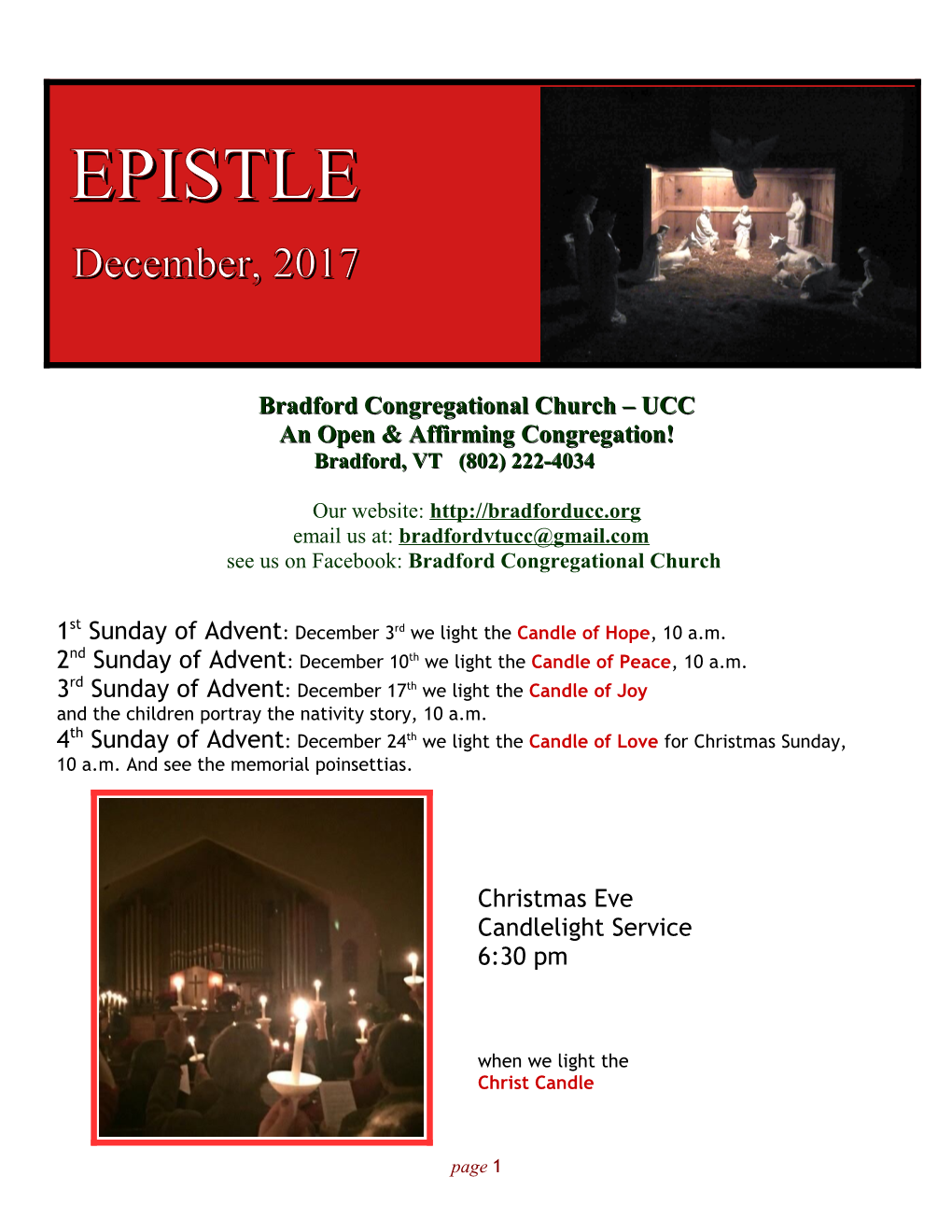 EPISTLEEPISTLE December,December, 20172017