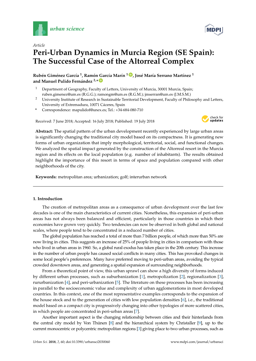 Peri-Urban Dynamics in Murcia Region (SE Spain): the Successful Case of the Altorreal Complex