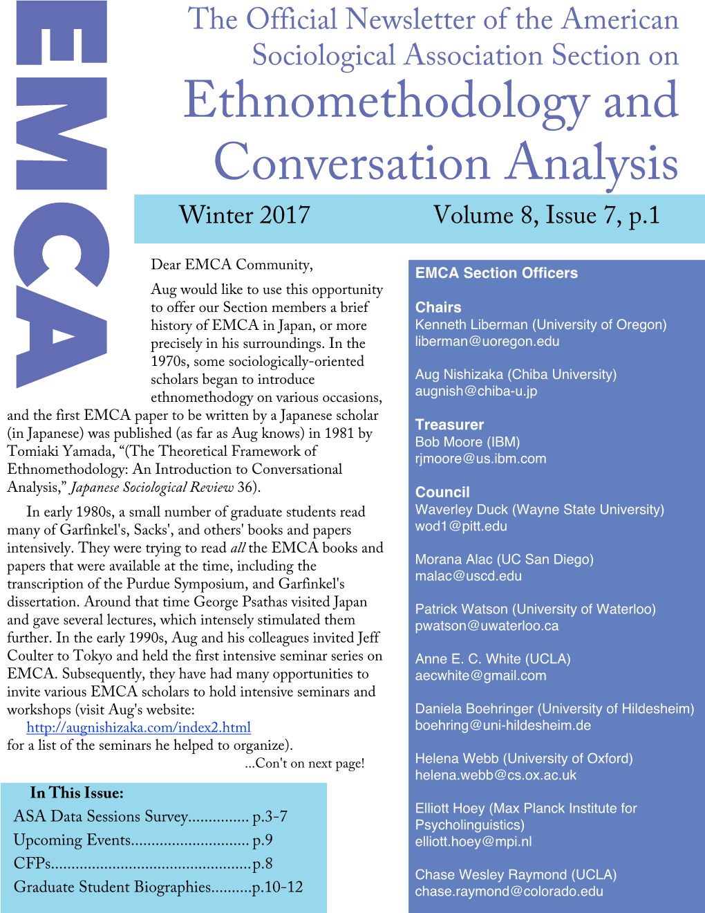 Ethnomethodology and Conversation Analysis Winter 2017 Volume 8, Issue 7, P.1