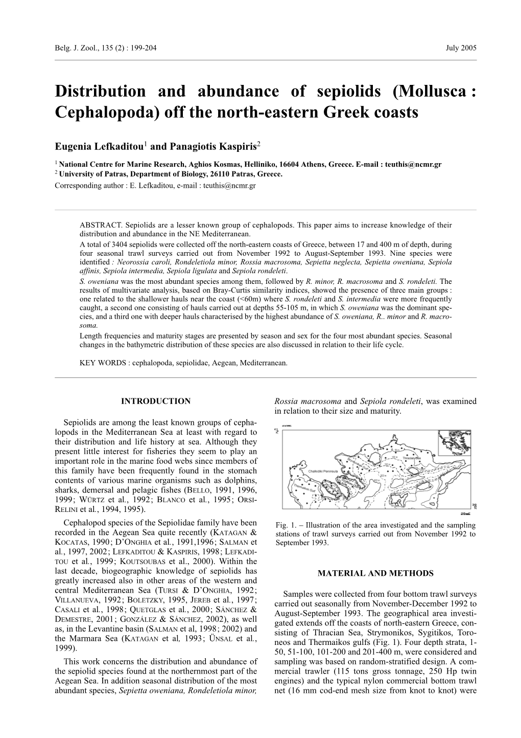 Distribution and Abundance of Sepiolids (Mollusca: Cephalopoda