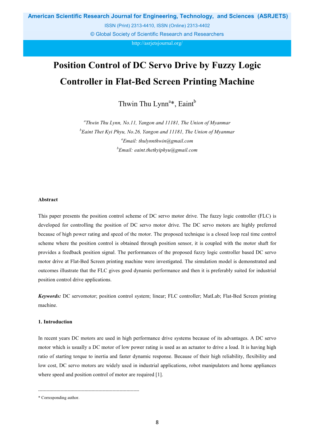 Position Control of DC Servo Drive by Fuzzy Logic Controller in Flat-Bed Screen Printing Machine