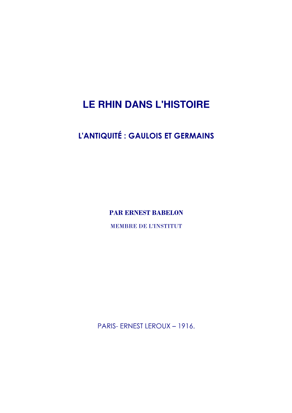 Le Rhin Dans L'histoire