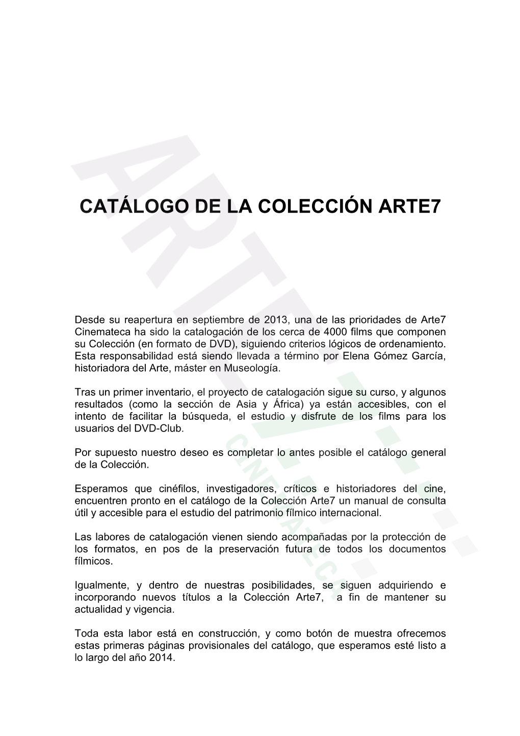 Catálogo De La Colección Arte7