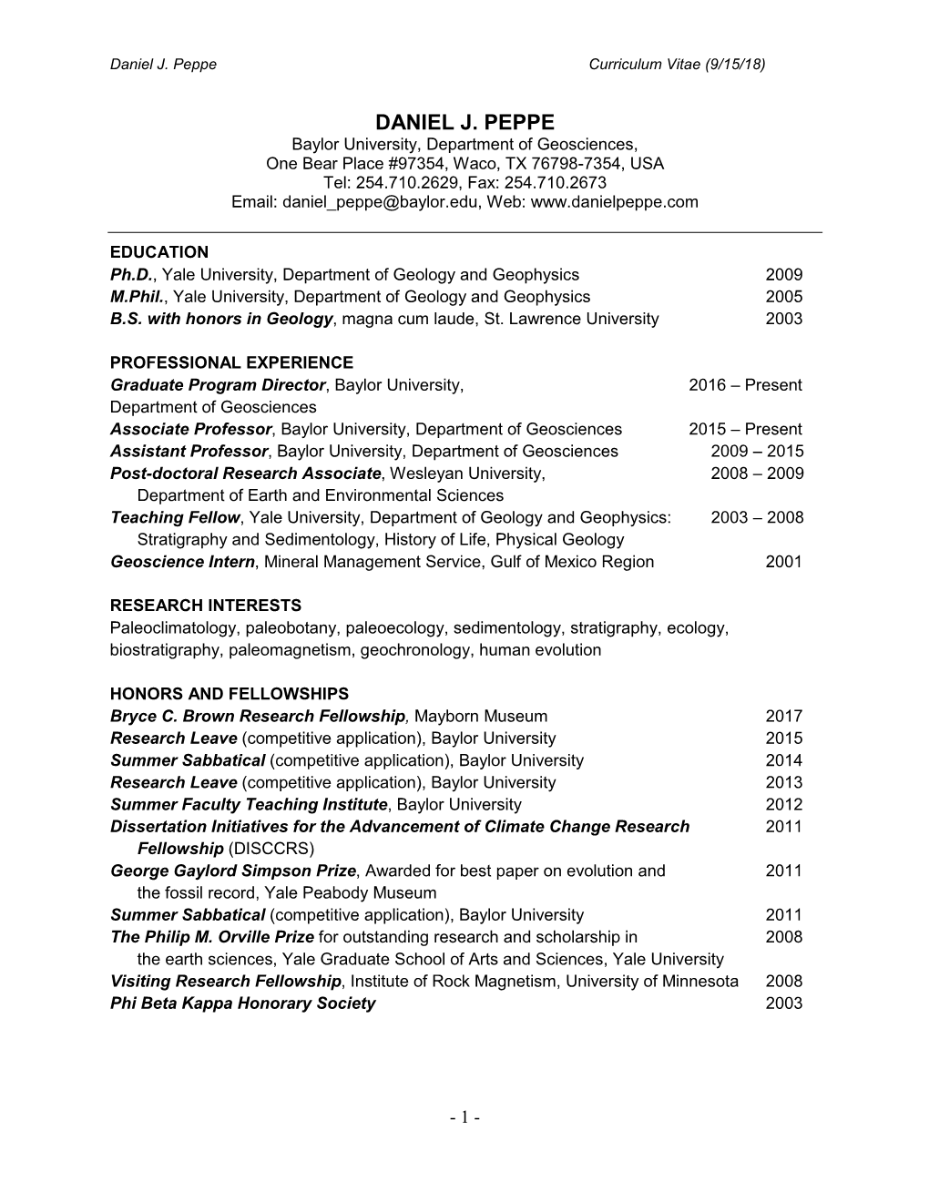 Curriculum Vitae (9/15/18)