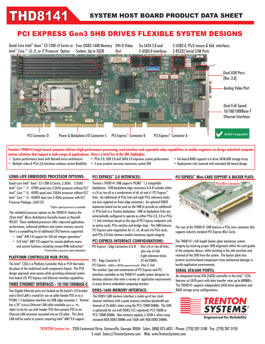 Thd8141 System Host Board Product Data Sheet