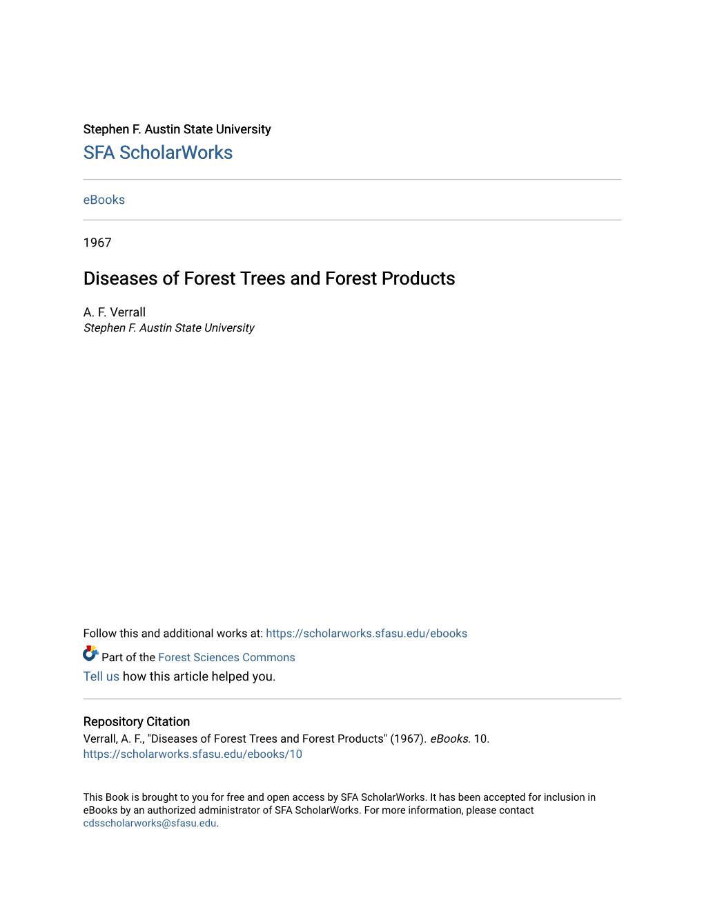 Diseases of Forest Trees and Forest Products